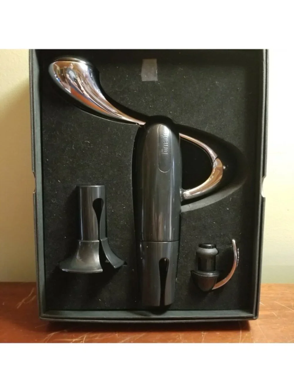 Tornado Wine Service Deluxe 3 Pc Chrome Plastic Opener Kit Foil Cutter Bottle